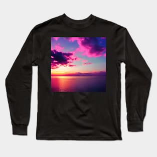 Pink Blue Sky Long Sleeve T-Shirt